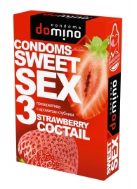 Презервативы для орального секса DOMINO Sweet Sex с ароматом клубничного коктейля  - 3 шт. - Domino - купить с доставкой в Кирове