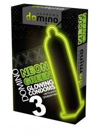 Презервативы DOMINO Neon Green со светящимся в темноте кончиком - 3 шт. - Domino - купить с доставкой в Кирове