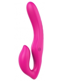 Ярко-розовый безремневой страпон REMOTE DOUBLE DIPPER - 22 см. - Dream Toys - купить с доставкой в Кирове