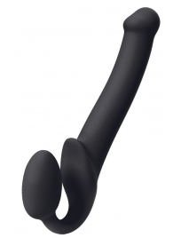 Черный безремневой страпон Silicone Bendable Strap-On M - Strap-on-me - купить с доставкой в Кирове