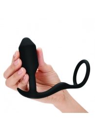 Черное эрекционное кольцо с анальным плагом Snug   Tug - b-Vibe - в Кирове купить с доставкой
