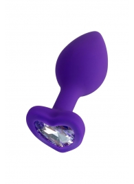 Фиолетовая анальная втулка Diamond Heart с прозрачным кристаллом - 7 см. - ToyFa - купить с доставкой в Кирове
