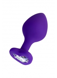 Фиолетовая анальная втулка Diamond Heart с прозрачным кристаллом - 8 см. - ToyFa - купить с доставкой в Кирове