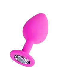 Розовая анальная втулка Brilliant с прозрачным кристаллом - 8 см. - ToyFa - купить с доставкой в Кирове