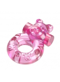 Розовое эрекционное виброкольцо на пенис Pink Bear - Baile - в Кирове купить с доставкой