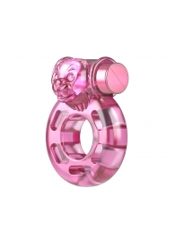 Розовое эрекционное кольцо с вибрацией Pink Bear - Baile - в Кирове купить с доставкой