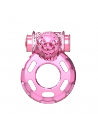 Розовое эрекционное кольцо с вибрацией Pink Bear - Baile - в Кирове купить с доставкой