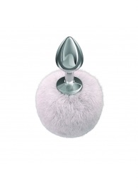 Серебристая анальная пробка с белым пушистым хвостиком Twinkle - Lola Games - купить с доставкой в Кирове