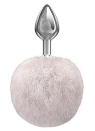 Серебристая анальная пробка с белым пушистым хвостиком Twinkle - Lola Games - купить с доставкой в Кирове