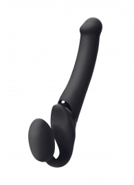 Черный безремневой вибрострапон Silicone Bendable Strap-On M - Strap-on-me - купить с доставкой в Кирове