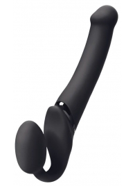 Черный безремневой вибрострапон Silicone Bendable Strap-On M - Strap-on-me - купить с доставкой в Кирове