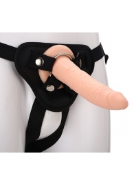 Телесный страпон на черных трусиках STRAP ON REAL DILDO - 20 см. - Dream Toys - купить с доставкой в Кирове