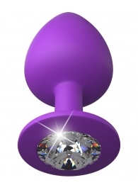Фиолетовая анальная пробка со стразом Her Little Gem Large Plug - 9,5 см. - Pipedream - купить с доставкой в Кирове