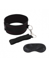 Черный ошейник с длинным поводком Collar and Leash Set - Lux Fetish - купить с доставкой в Кирове