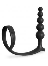 Черная анальная цепочка с эрекционным кольцом Ass-gasm Cockring Anal Beads - Pipedream - в Кирове купить с доставкой