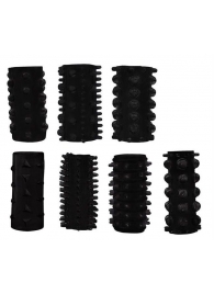 Набор из 7 черных насадок PENIS SLEEVES SET - Dream Toys - в Кирове купить с доставкой
