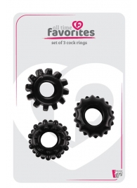 Набор из 3 черных эрекционных колец SET OF 3 COCKRINGS - Dream Toys - в Кирове купить с доставкой