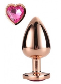 Золотистая анальная втулка с кристаллом-сердечком розового цвета - 7,1 см. - Dream Toys - купить с доставкой в Кирове