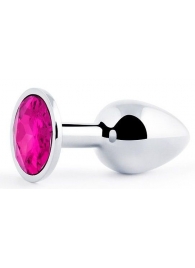Серебристая анальная пробка с малиновым кристаллом - 7,2 см. - Anal Jewelry Plug - купить с доставкой в Кирове