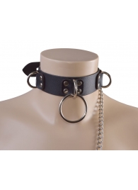 Черный кожаный ошейник Big Ring - Sitabella - купить с доставкой в Кирове