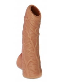 Телесная открытая насадка-реалистик с подхватом мошонки Nude Sleeve L - 14 см. - KOKOS - в Кирове купить с доставкой