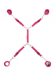 Ярко-розовый набор фиксаций на кровати Classic Bed Spreader - Lux Fetish - купить с доставкой в Кирове