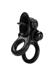 Черное эрекционное кольцо с подхватом мошонки и стимулятором клитора Passionate Ring - Baile - в Кирове купить с доставкой
