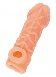 Телесная закрытая насадка с венками Cock Sleeve Size M - 15,6 см. - KOKOS - в Кирове купить с доставкой