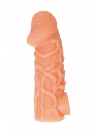 Телесная закрытая насадка с венками Cock Sleeve Size L - 17,6 см. - KOKOS - в Кирове купить с доставкой