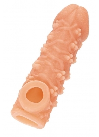 Телесная закрытая насадка с пучками шишечек Cock Sleeve Size L - 17,6 см. - KOKOS - в Кирове купить с доставкой