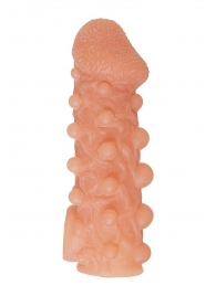 Телесная закрытая насадка с шариками Cock Sleeve Size M - 15,6 см. - KOKOS - в Кирове купить с доставкой