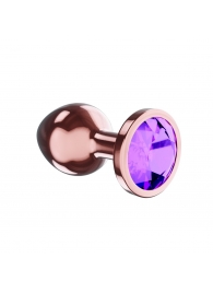 Пробка цвета розового золота с фиолетовым кристаллом Diamond Amethyst Shine S - 7,2 см. - Lola Games - купить с доставкой в Кирове