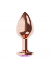 Пробка цвета розового золота с фиолетовым кристаллом Diamond Amethyst Shine S - 7,2 см. - Lola Games - купить с доставкой в Кирове