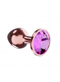 Пробка цвета розового золота с лиловым кристаллом Diamond Quartz Shine L - 8,3 см. - Lola Games - купить с доставкой в Кирове