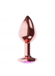 Пробка цвета розового золота с лиловым кристаллом Diamond Quartz Shine L - 8,3 см. - Lola Games - купить с доставкой в Кирове
