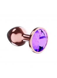 Пробка цвета розового золота с фиолетовым кристаллом Diamond Amethyst Shine L - 8,3 см. - Lola Games - купить с доставкой в Кирове