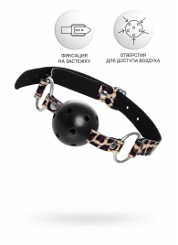 Черный кляп-шар на леопардовых ремешках Anonymo - ToyFa - купить с доставкой в Кирове