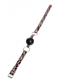 Черный кляп-шар на леопардовых ремешках Anonymo - ToyFa - купить с доставкой в Кирове