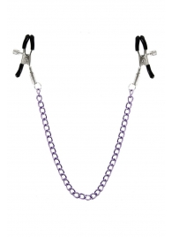 Зажимы для сосков с фиолетовой цепочкой Sweet Caress Nipple Chain - Sweet Caress - купить с доставкой в Кирове