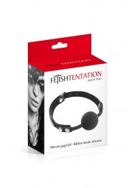 Черный силиконовый кляп-шарик на ремешках - Fetish Tentation - купить с доставкой в Кирове