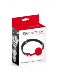 Красный кляп-шарик на черных ремешках - Fetish Tentation - купить с доставкой в Кирове