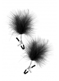 Зажимы на соски с черными пуховыми кисточками Sweet Caress Feather Nipple Clumps - Sweet Caress - купить с доставкой в Кирове