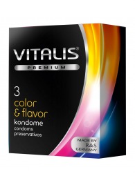 Цветные ароматизированные презервативы VITALIS PREMIUM color   flavor - 3 шт. - Vitalis - купить с доставкой в Кирове