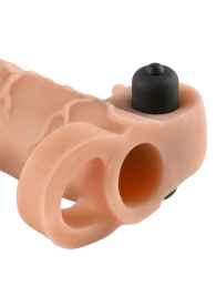 Телесная вибронасадка с кольцом Vibrating Real Feel 2 Extension - 16 см. - Pipedream - в Кирове купить с доставкой