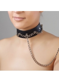 Чёрный ошейник из натуральной кожи - Sitabella - купить с доставкой в Кирове