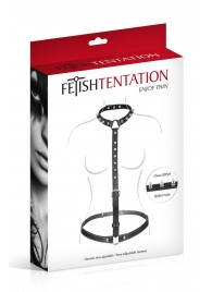 Черная упряжь на тело с шипами на ошейнике - Fetish Tentation - купить с доставкой в Кирове