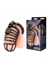 Черная металлическая клетка с замком Deluxe Chastity Cage - BlueLine - купить с доставкой в Кирове