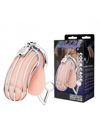Серебристая металлическая клетка с анальным стимулятором Cock Cage - BlueLine - купить с доставкой в Кирове