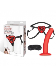 Красный поясной фаллоимитатор Red Heart Strap on Harness   5in Dildo Set - 12,25 см. - Lux Fetish - купить с доставкой в Кирове