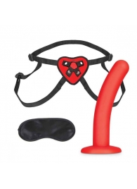Красный поясной фаллоимитатор Red Heart Strap on Harness   5in Dildo Set - 12,25 см. - Lux Fetish - купить с доставкой в Кирове